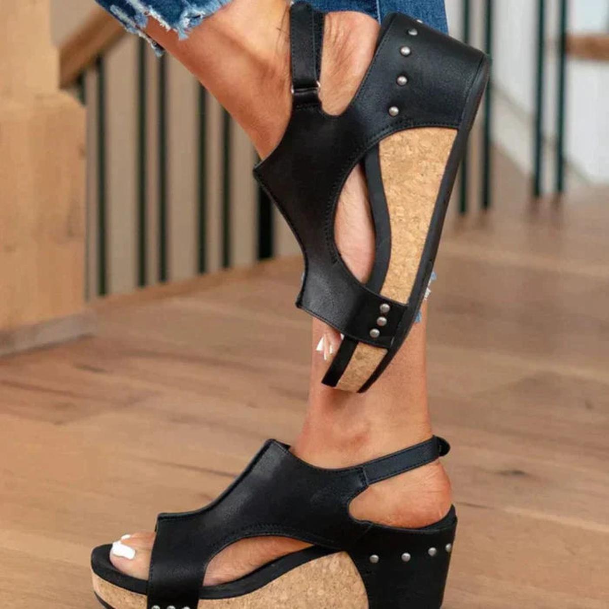 Damen Keilsandalen Offene Zehen Sandalen Schuhe