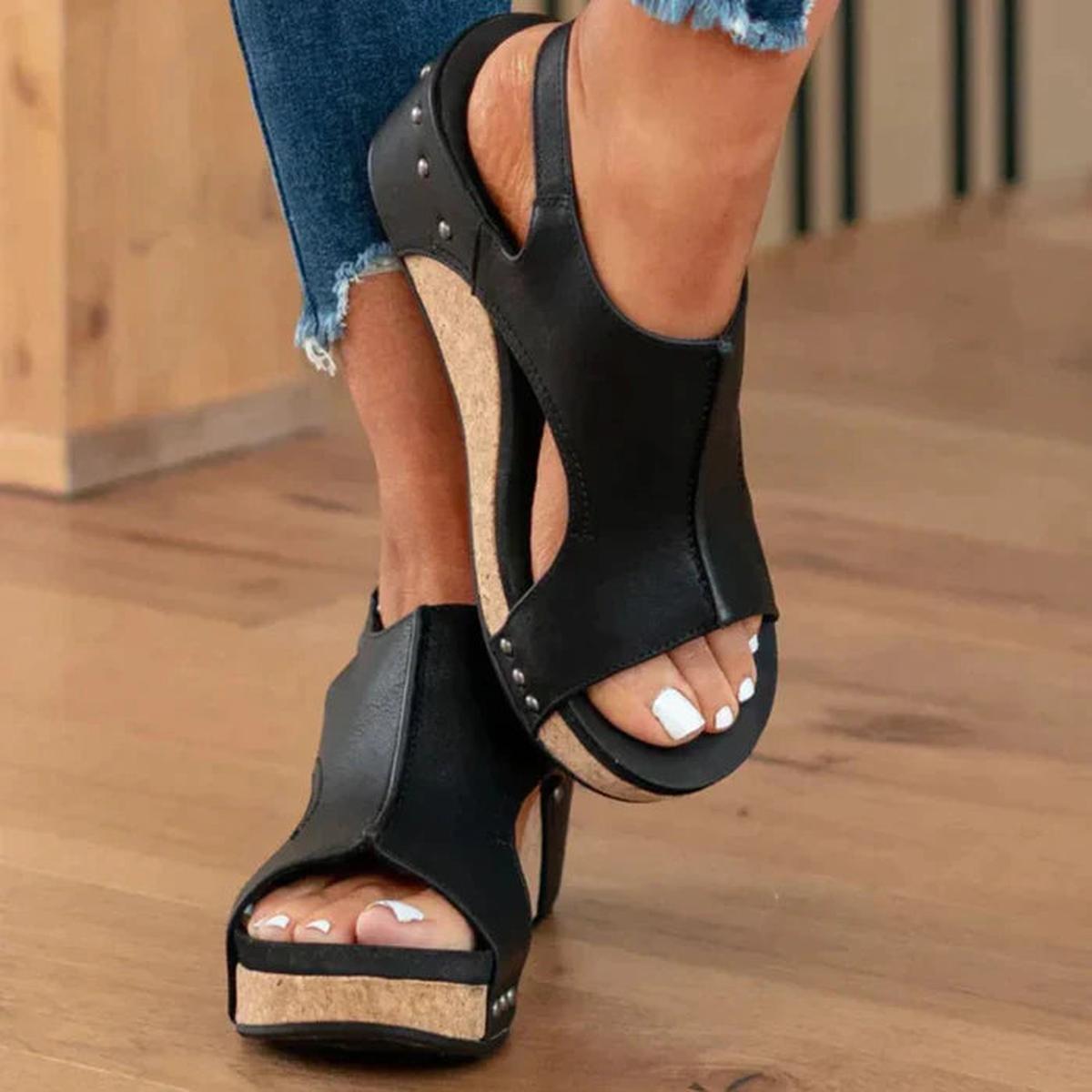 Damen Keilsandalen Offene Zehen Sandalen Schuhe