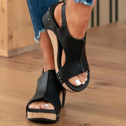 Damen Keilsandalen Offene Zehen Sandalen Schuhe