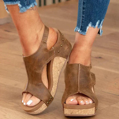 Damen Keilsandalen Offene Zehen Sandalen Schuhe - Norvielle