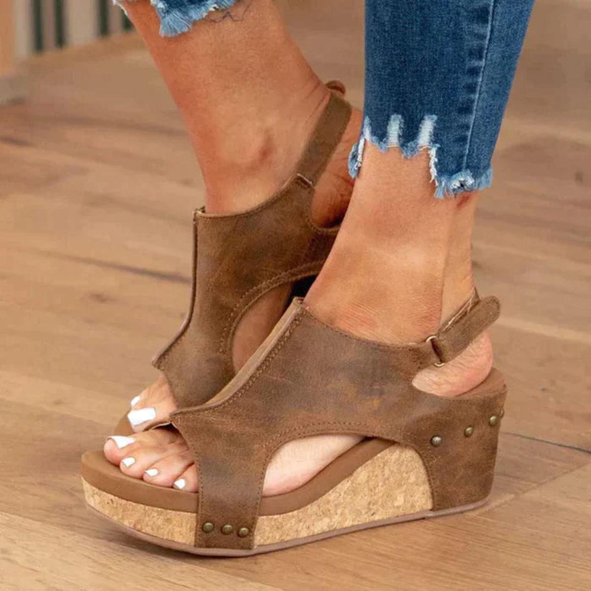 Damen Keilsandalen Offene Zehen Sandalen Schuhe