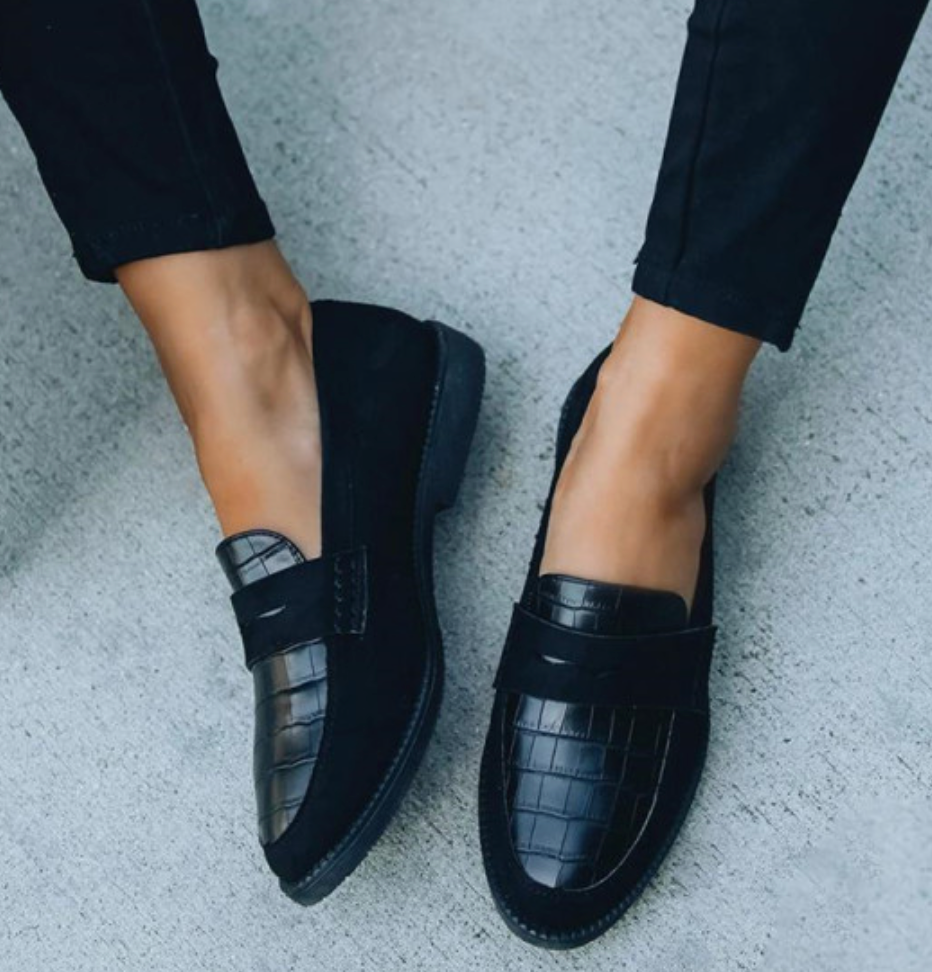 Damen Loafers Bequem Elegant Leder