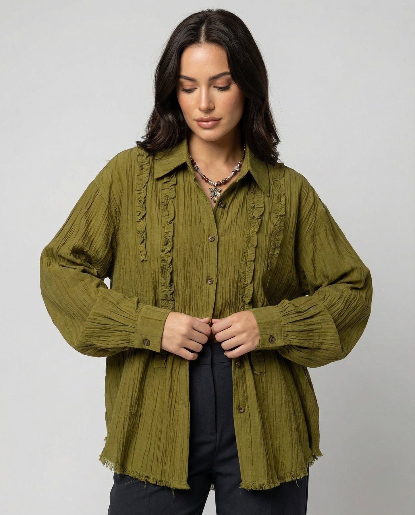 Damen Rüschenbluse Elegant Retro Look - Norvielle