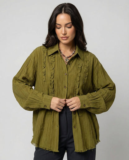 Damen Rüschenbluse Elegant Retro Look - Norvielle