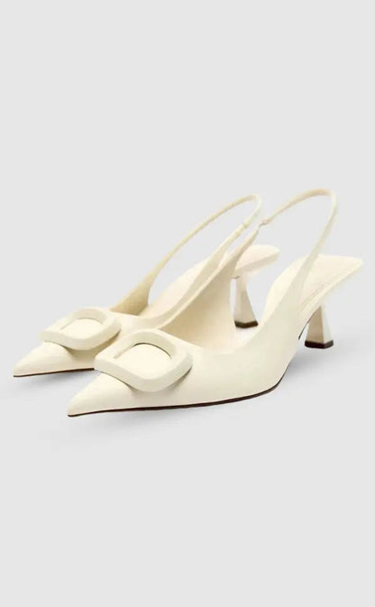 Damen Hochhackige Pumps Schuhe Weiß - Norvielle
