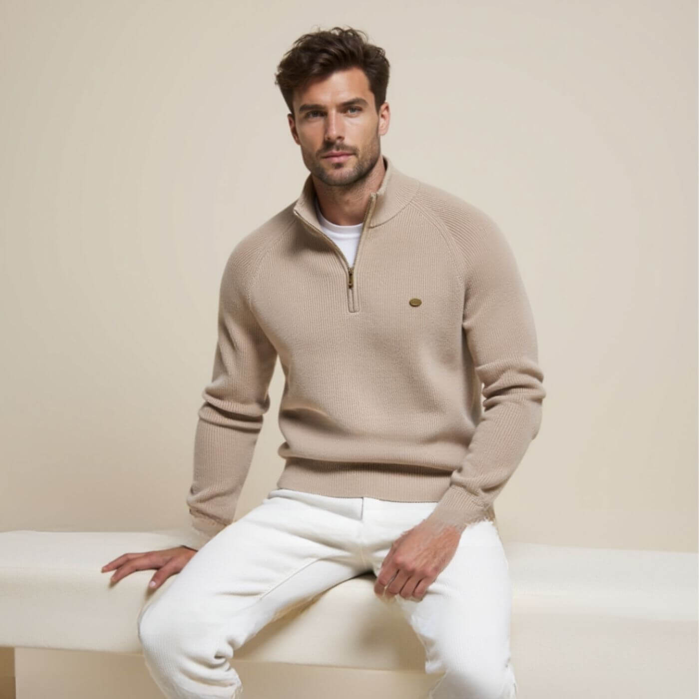 Herren Strickpullover Halbzip Modern Frühjahr