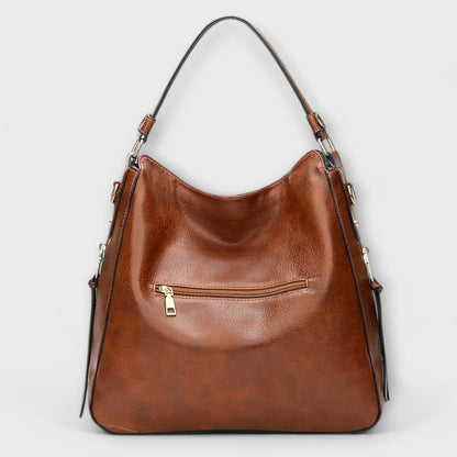 Damen Schultertasche Leder Klassisch Braun