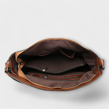 Damen Schultertasche Leder Klassisch Braun