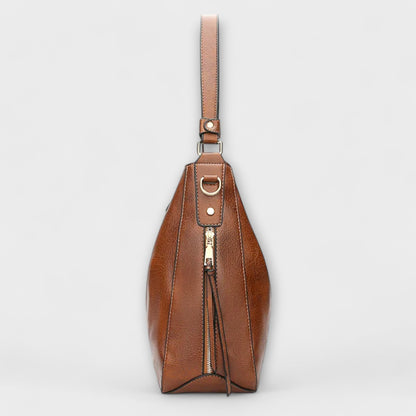 Damen Schultertasche Leder Klassisch Braun