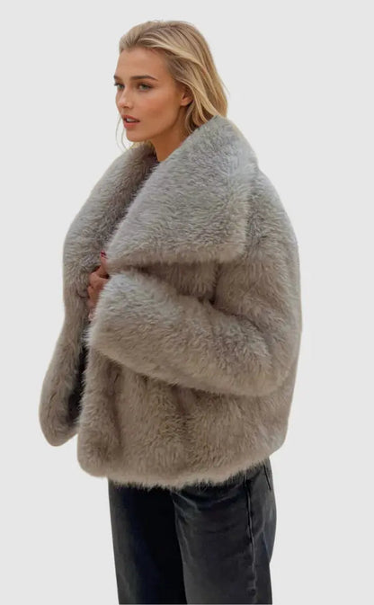 Damen Kunstfelljacke Zeitlos Schwarz - Norvielle