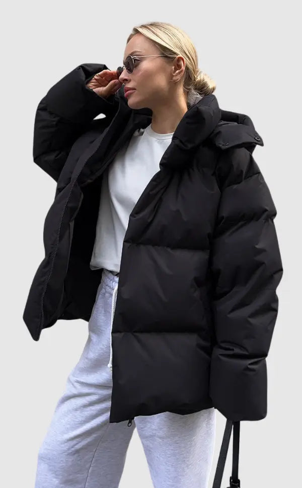 Damen Winterjacke Wärme-Pufferjacke Schwarz - Norvielle