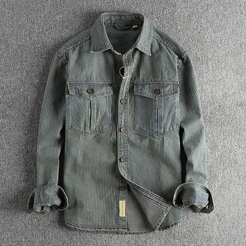 Herren Denim-Hemd Vintage-Blau
