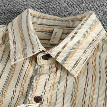 Herren Freizeithemd Streifen Blau-