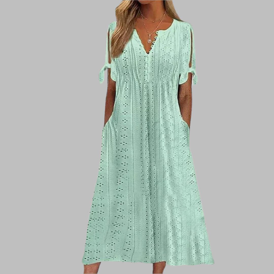 Damen Sommerkleid Boho-Stil Midi-Länge Elegantes Design