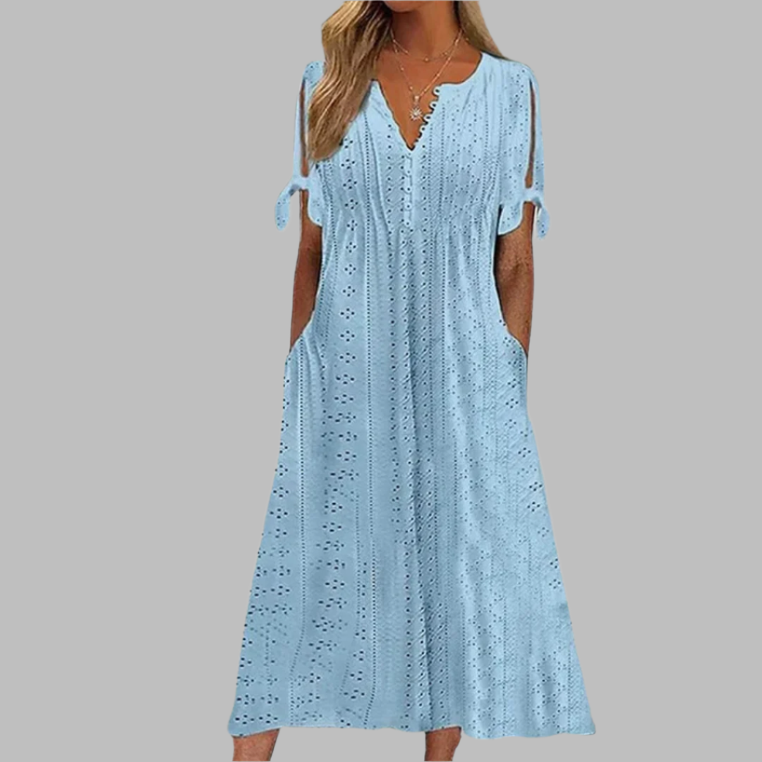 Damen Sommerkleid Boho-Stil Midi-Länge Elegantes Design