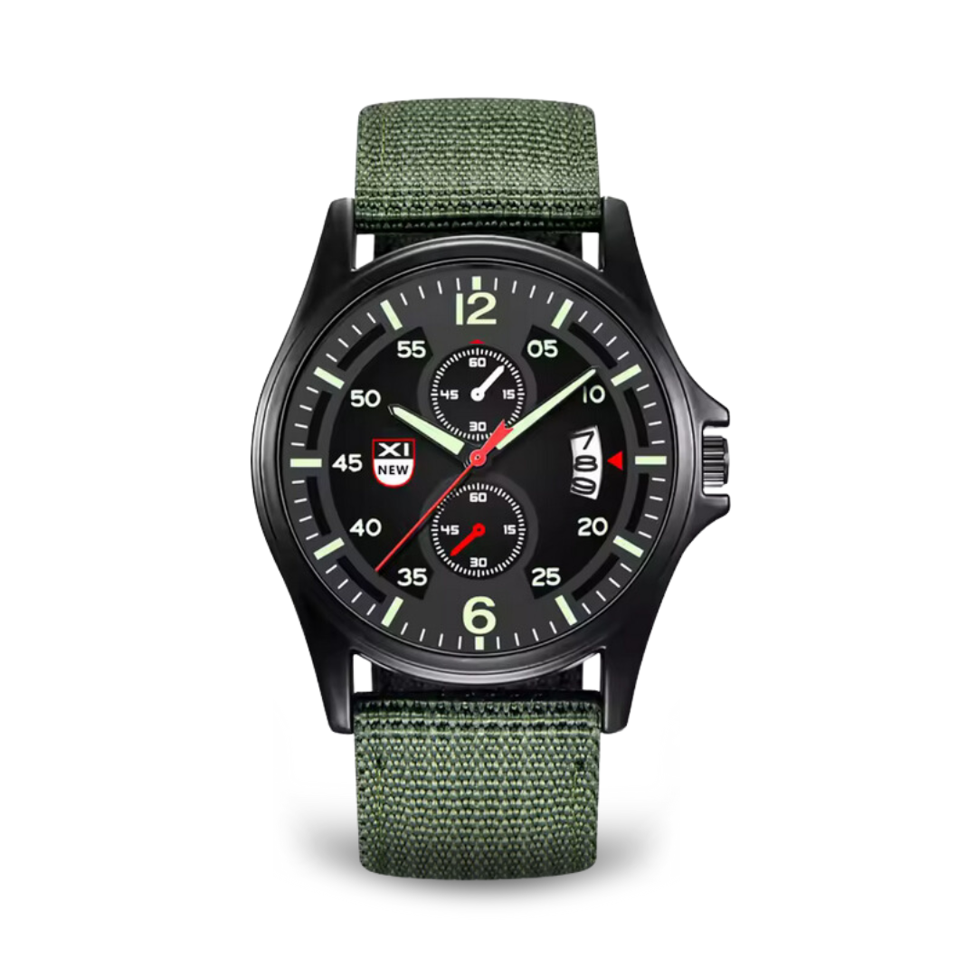 Herren Quarz Uhr Militärstil Schwarz - Norvielle