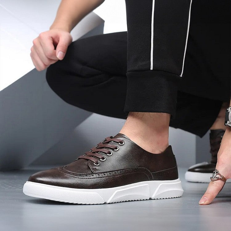 Herren Leder Sneaker Elegant Braun Geschäftslook