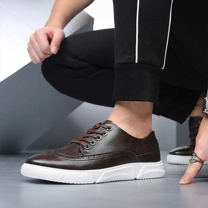 Herren Leder Sneaker Elegant Braun Geschäftslook