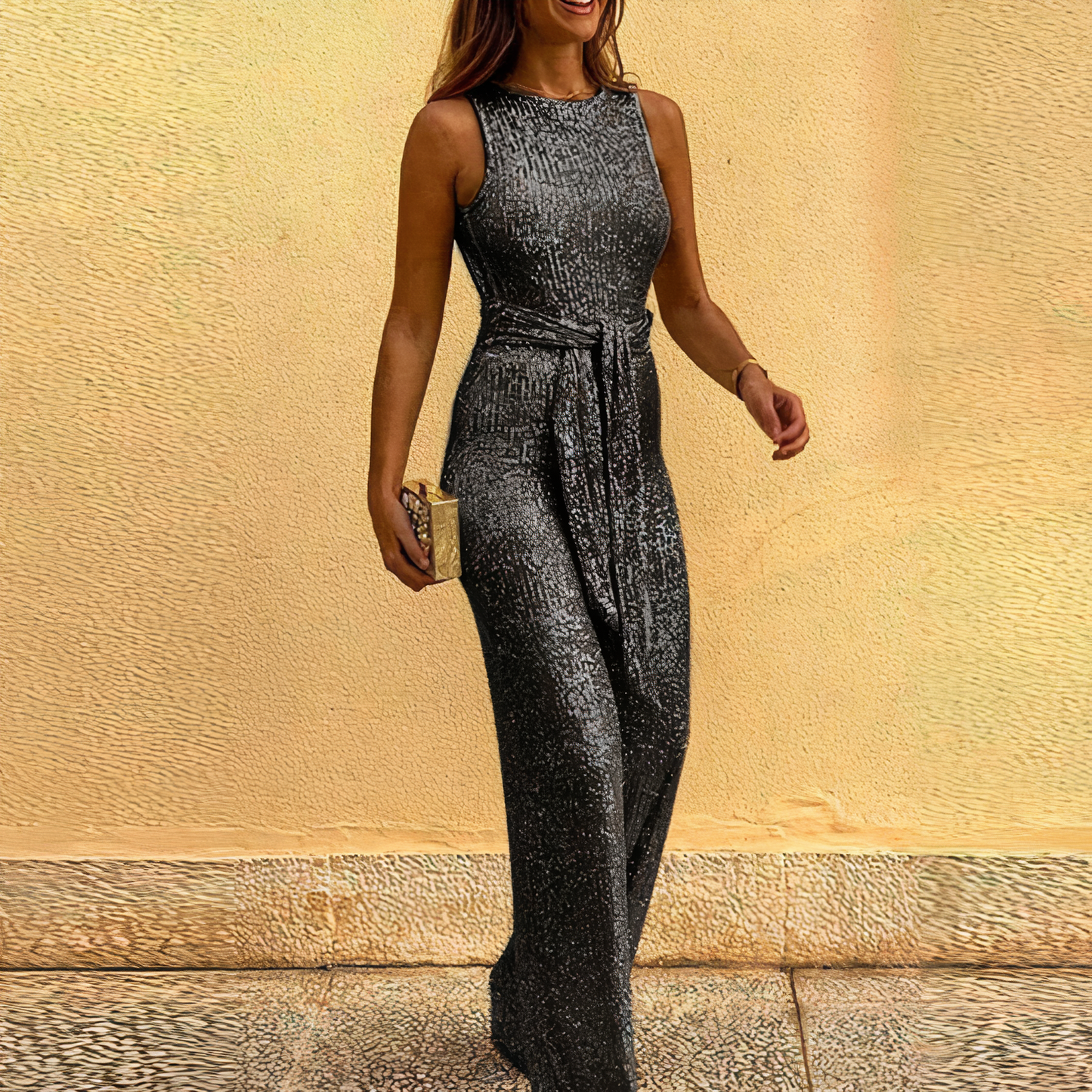 Damen Glitzer-Jumpsuit Abendkleid - Norvielle