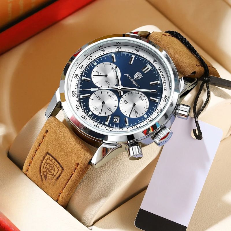 Herren Chronograph Armbanduhr Leder Automatik - Norvielle