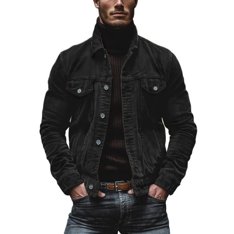 Herren Lederjacke Einreiher Vintage Stil Leder