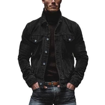 Herren Lederjacke Einreiher Vintage Stil Leder