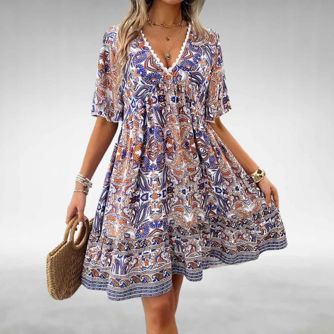 Damen Sommerkleid Paisley Minikleid
