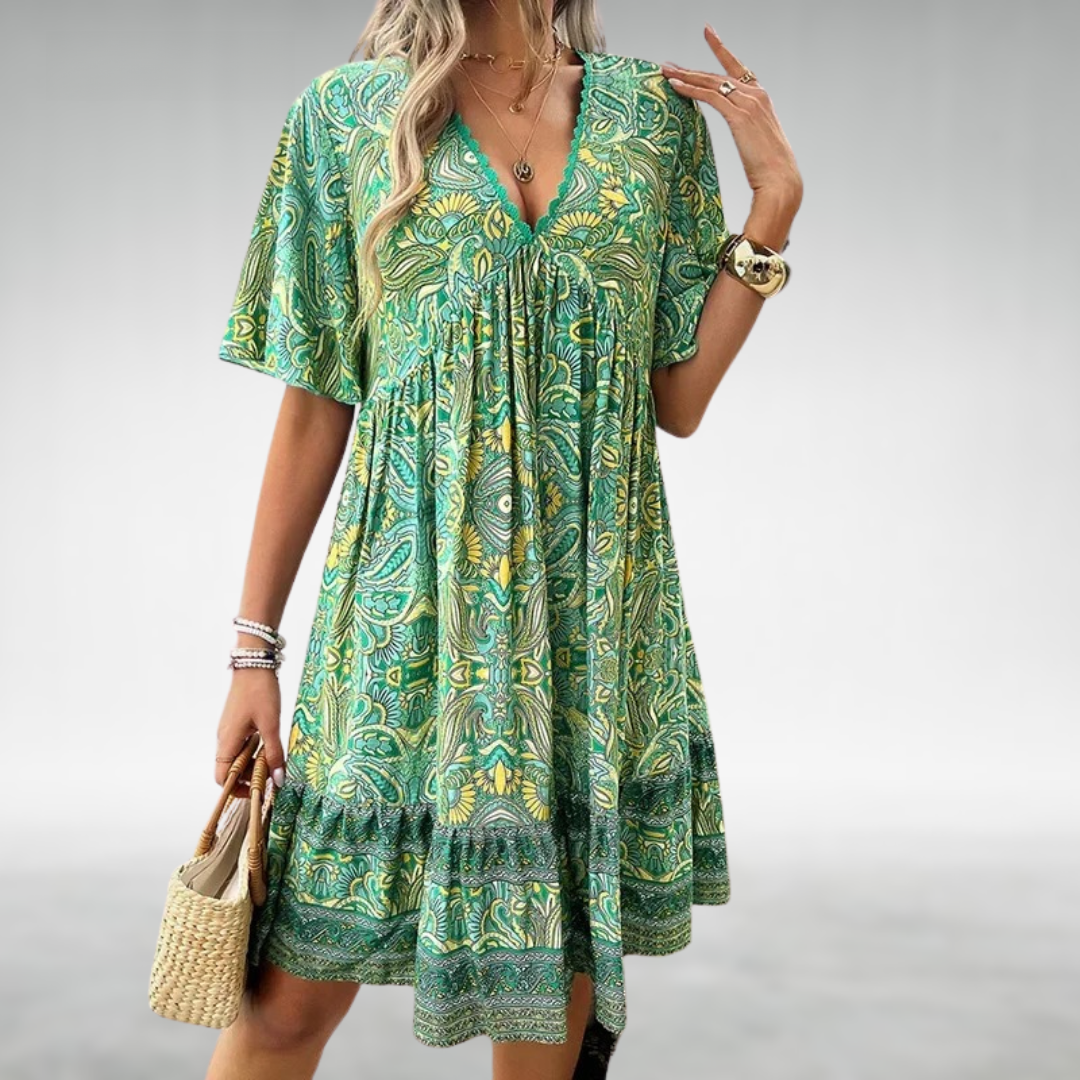 Damen Sommerkleid Paisley Minikleid