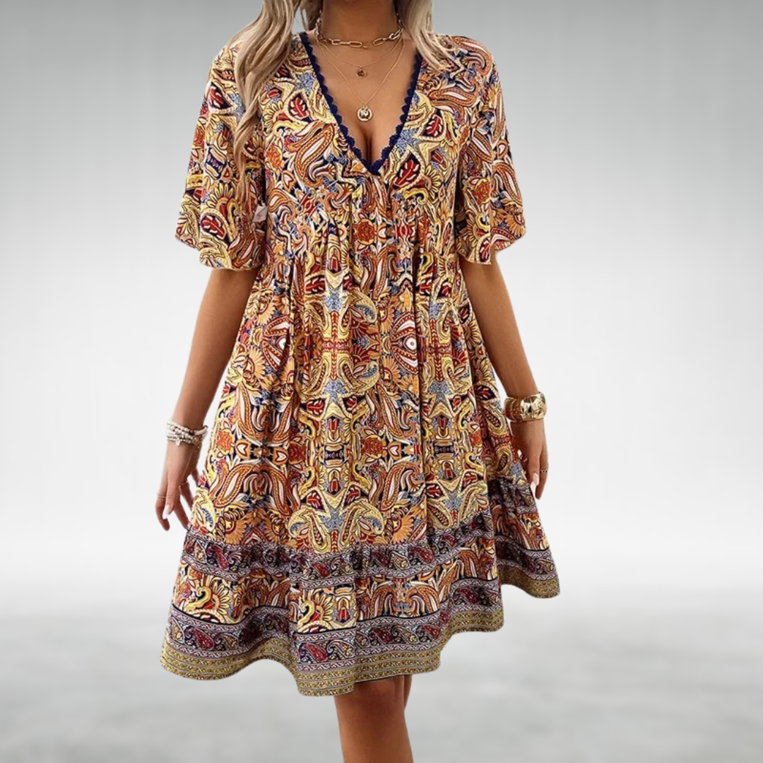 Damen Sommerkleid Paisley Minikleid - Norvielle