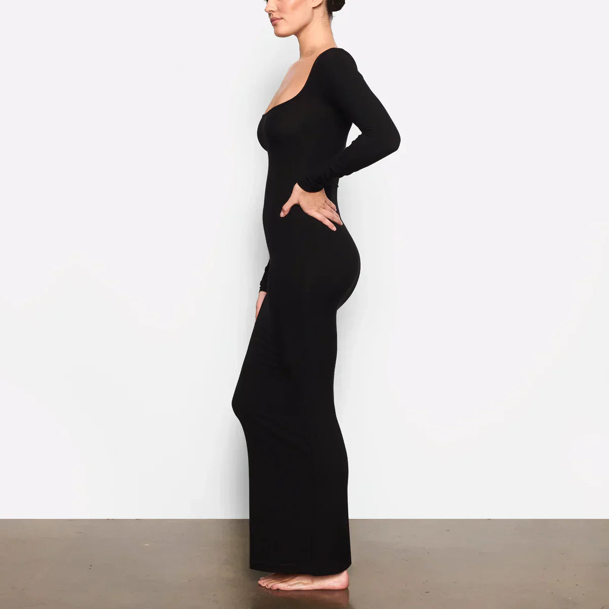 es Damen Langarm Maxikleid Bodycon