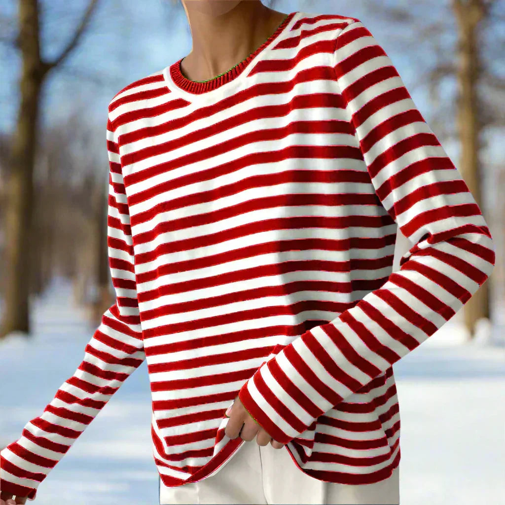 Damen Langarmshirt Gestreift Modern Lässig