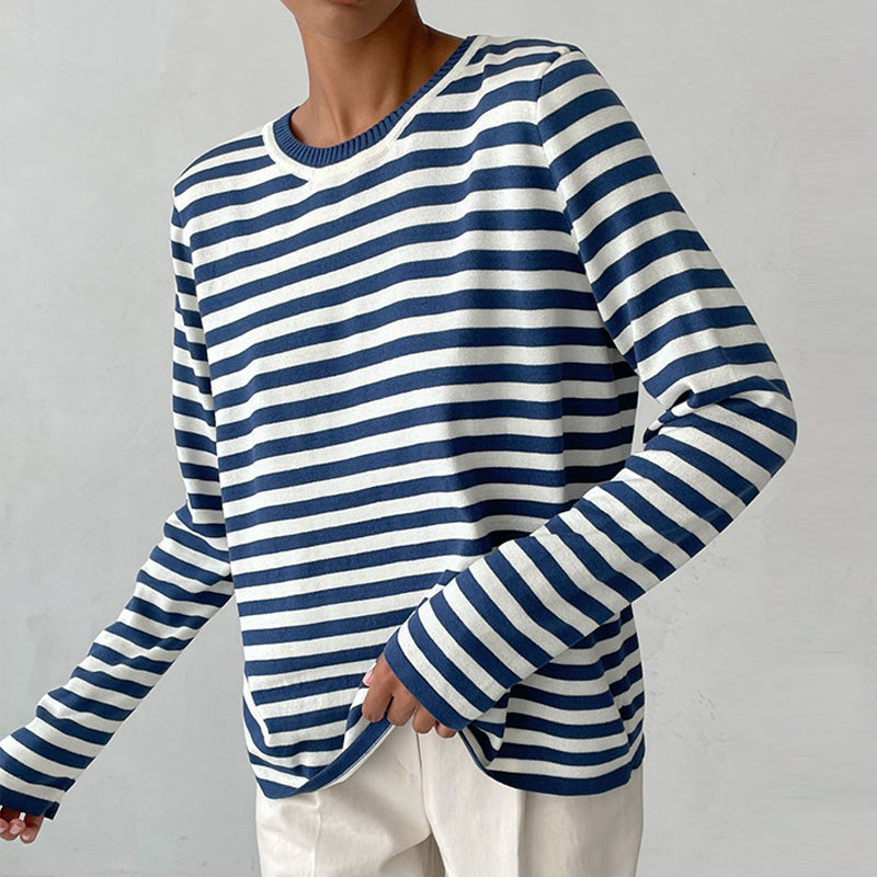 Gestreifter Damenpullover Modern Casual
