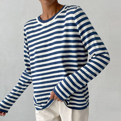Gestreifter Damenpullover Modern Casual