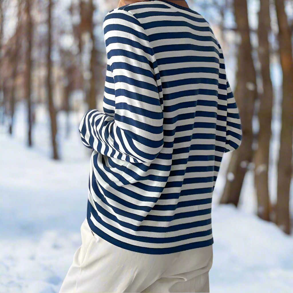 Damen Langarmshirt Gestreift Modern Lässig
