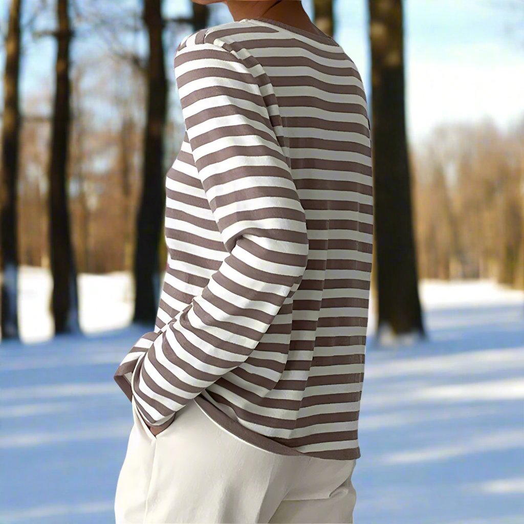 Damen Langarmshirt Gestreift Modern Lässig