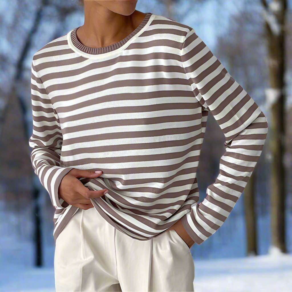 Damen Langarmshirt Gestreift Modern Lässig