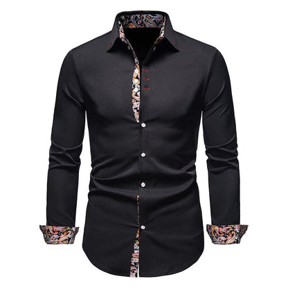 Herren Hemd Paisley Muster Elegantes Baumwollhemd Blau