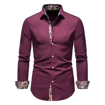 Herren Hemd Paisley Muster Elegantes Baumwollhemd Blau