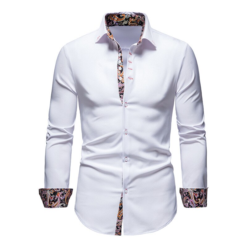 Herren Hemd Paisley Muster Elegantes Baumwollhemd Blau - Norvielle