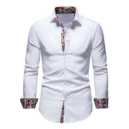 Herren Hemd Paisley Muster Elegantes Baumwollhemd Blau - Norvielle