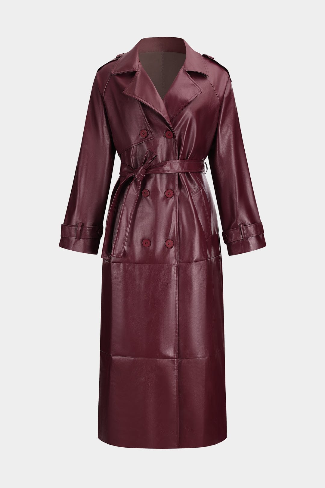 Damen Trenchcoat Kunstleder Elegant Schwarz - Norvielle