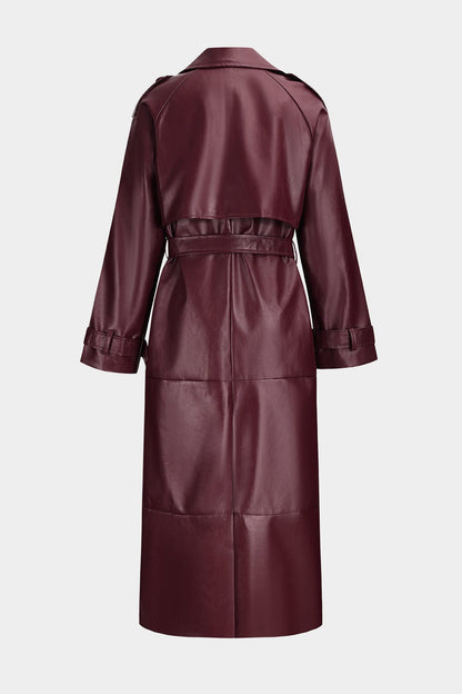 Damen Trenchcoat Kunstleder Elegant