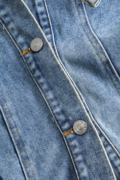Unisex Lederjacke Patchwork Denim Nylon