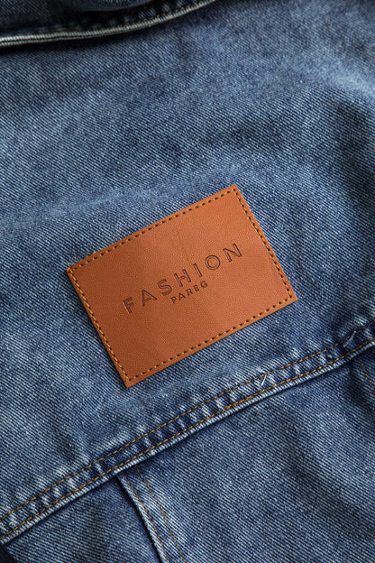 Unisex Lederjacke Patchwork Denim Nylon