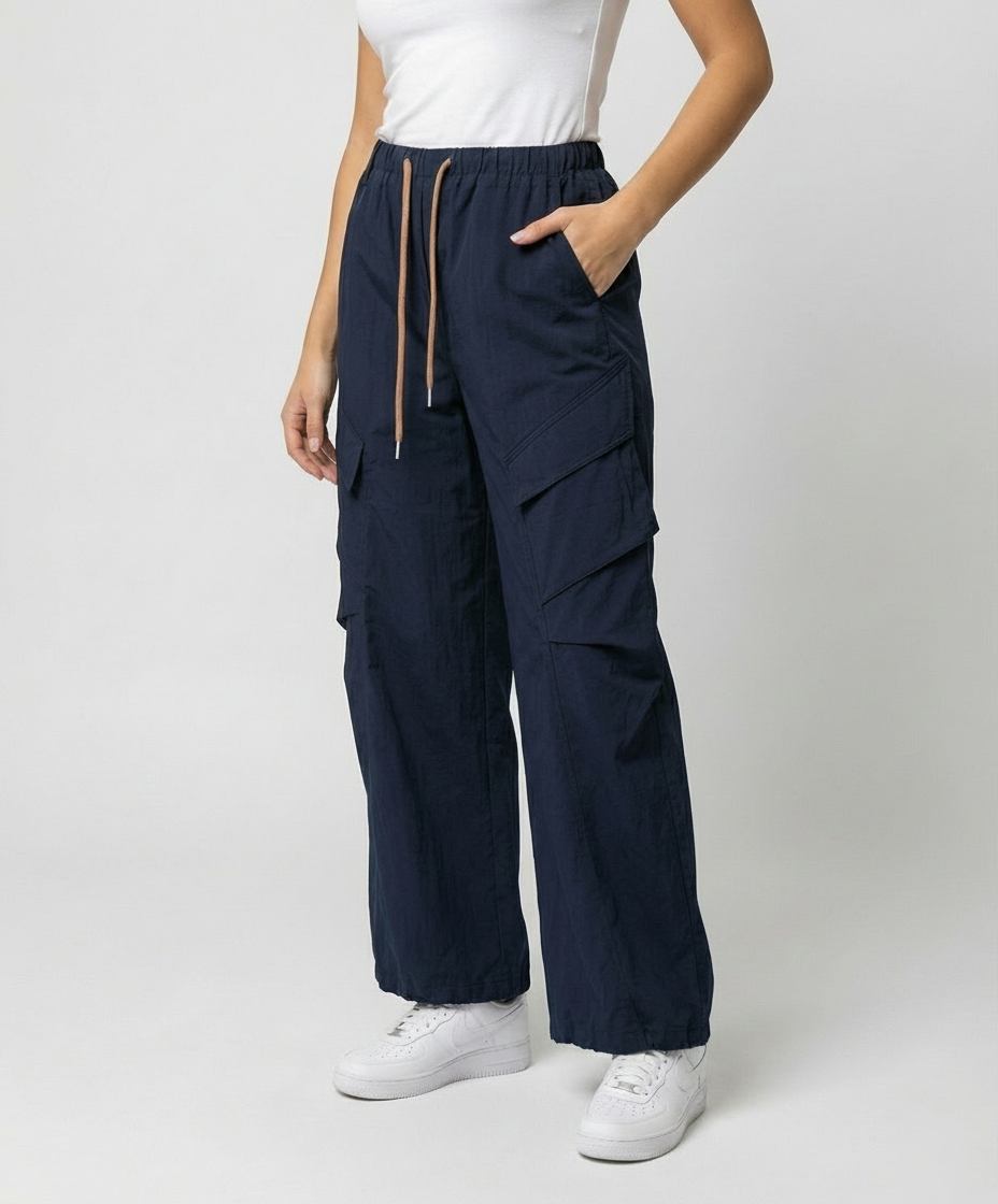 Damen Freizeithose Utility-Style Weites Bein Große Taschen - Norvielle