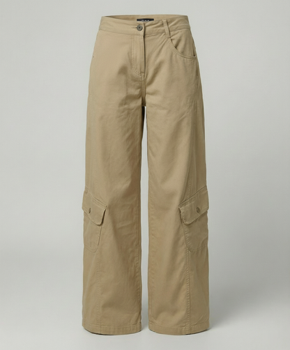 Damen Cargo-Hose Weite Bein Klappentaschen Bequem