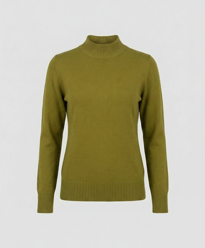 Damen Langarmshirt Stehkragen Figurbetont Grün