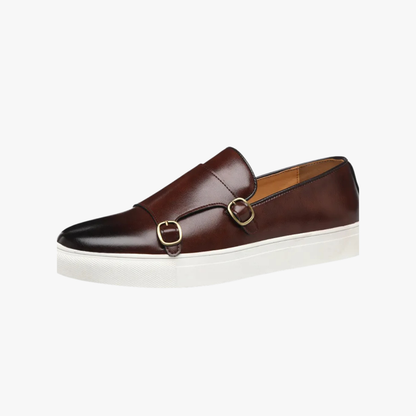 Herren Slip-On Loafer Braun Double Monk Schnalle - Norvielle