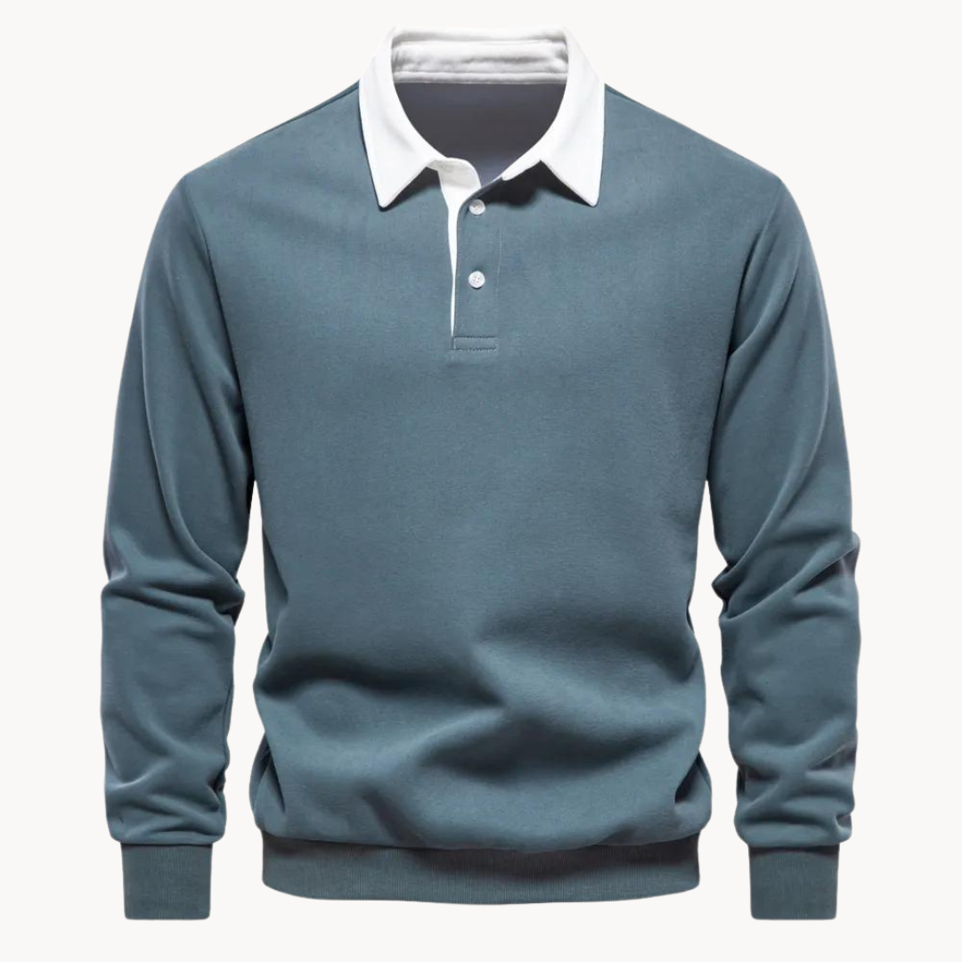 Herren Sweatshirt Pullover Lässig mit Polokragen