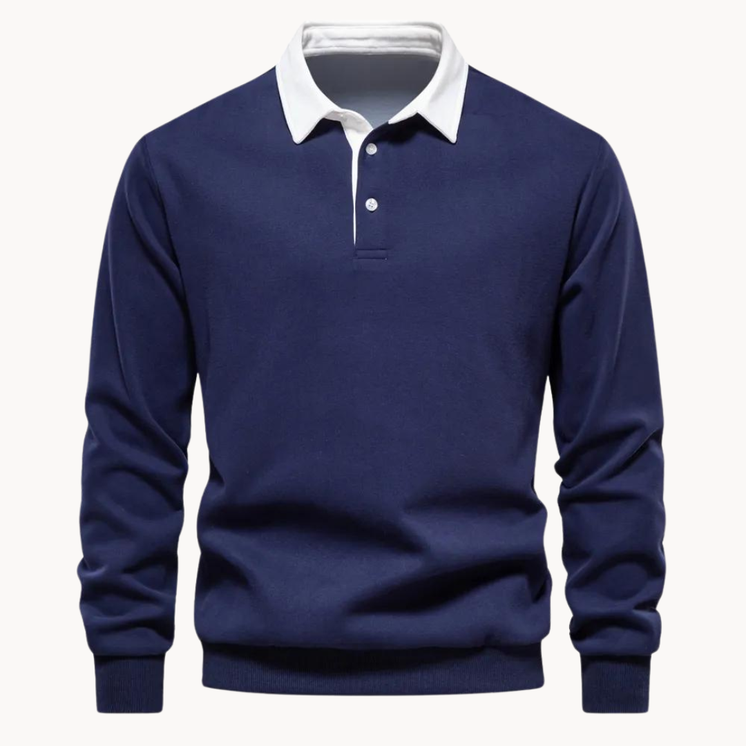 Herren Sweatshirt Pullover Lässig mit Polokragen
